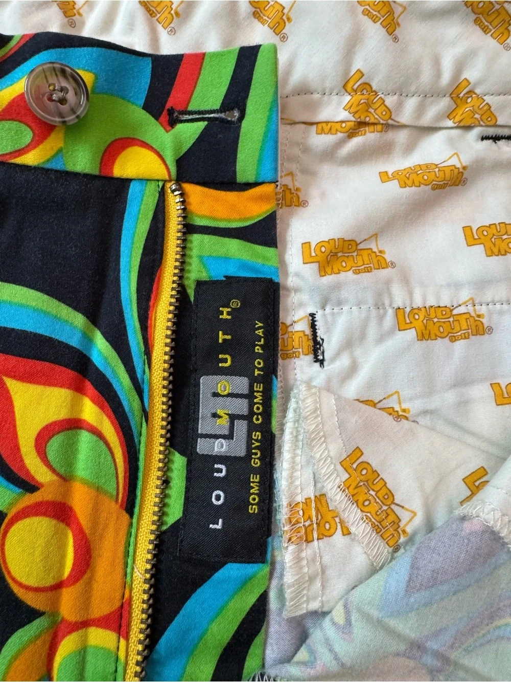 Loudmouth Black golf shorts with Neon Floral Pattern - Size 42